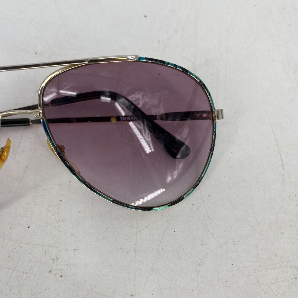 Vintage Opti Ray Aviator Sunglasses Turquoise Crackle Frame Gradient Lens - Picture 4 of 7